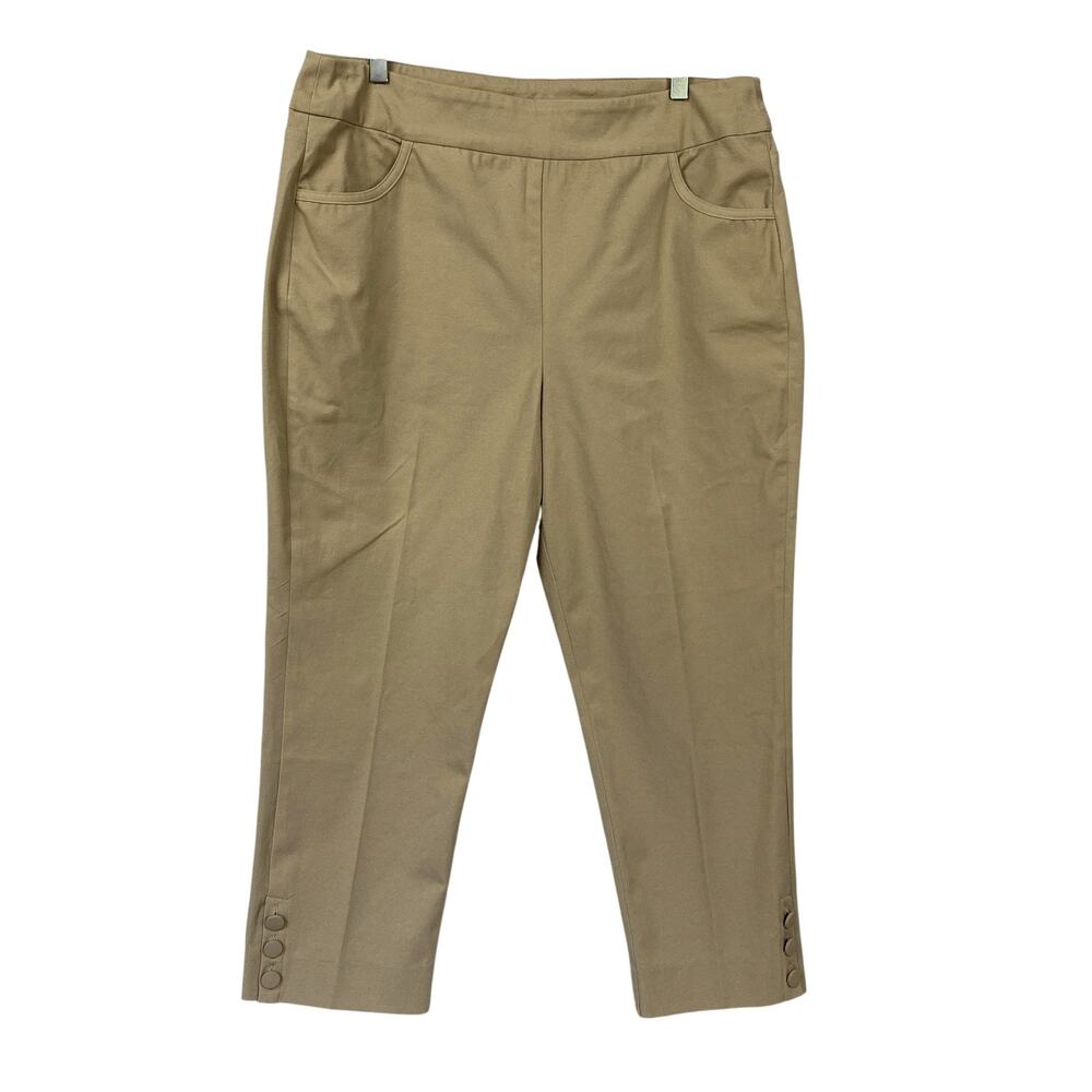 Soft Surroundings Pants Womens XL Beige Khaki Ankle Crop Pull On Pockets 34x24